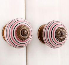 Pink Black Striped Knobs